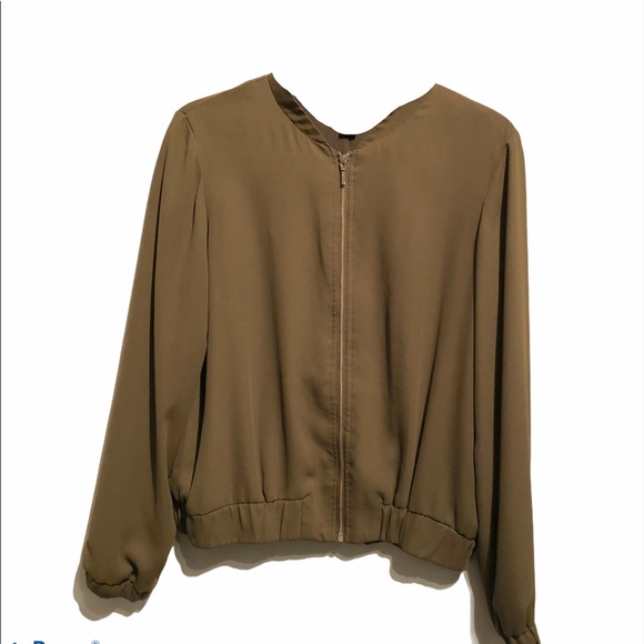 Dalia Zipper olive blazer Dressy Jacket Classy M - Picture 1 of 6